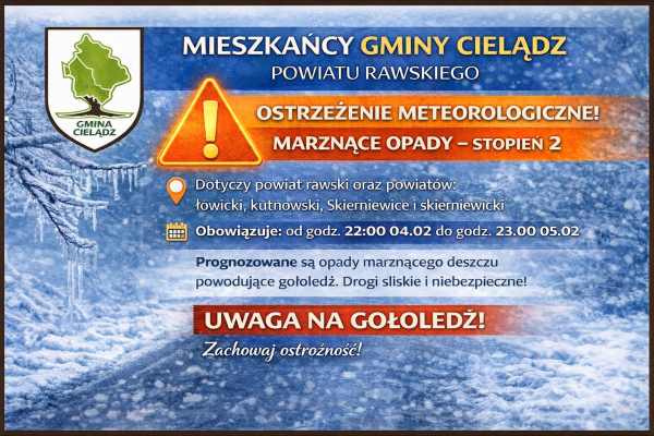 Ostrzeżenie przed gołoledzią i marznącymi opadami