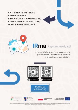 Plakat informujący o systemie nawigującym w budynku