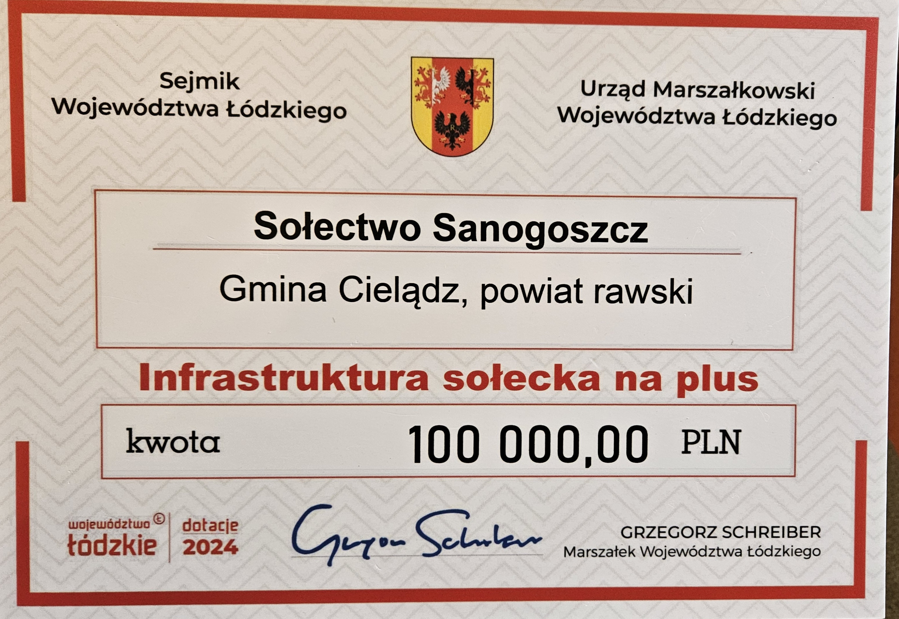 Bon z dofinansowaniem Infrastruktura sołecka na plus